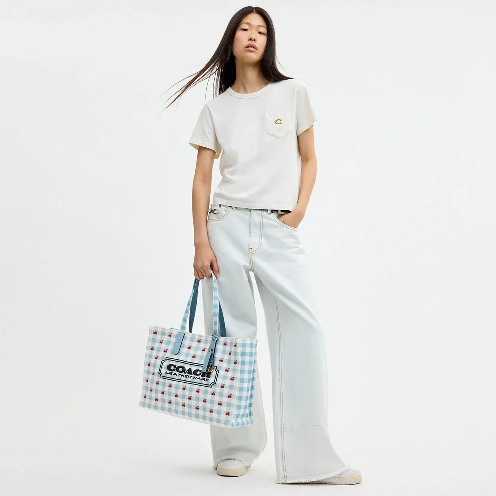 Coach Outlet Tote Bag With Gingham Print